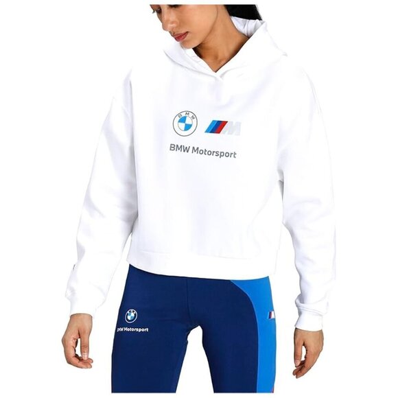 PUMA Unisex Oversized BMW Hoodie in White Size Small - Picture 8 of 9